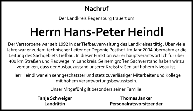  Traueranzeige für Hans-Peter Heindl vom 04.03.2022 aus Mittelbayerische Zeitung Regensburg