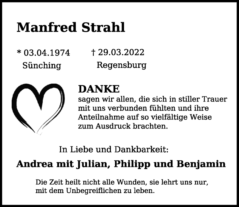  Traueranzeige für Manfred Strahl vom 12.04.2022 aus Mittelbayerische Zeitung Regensburg