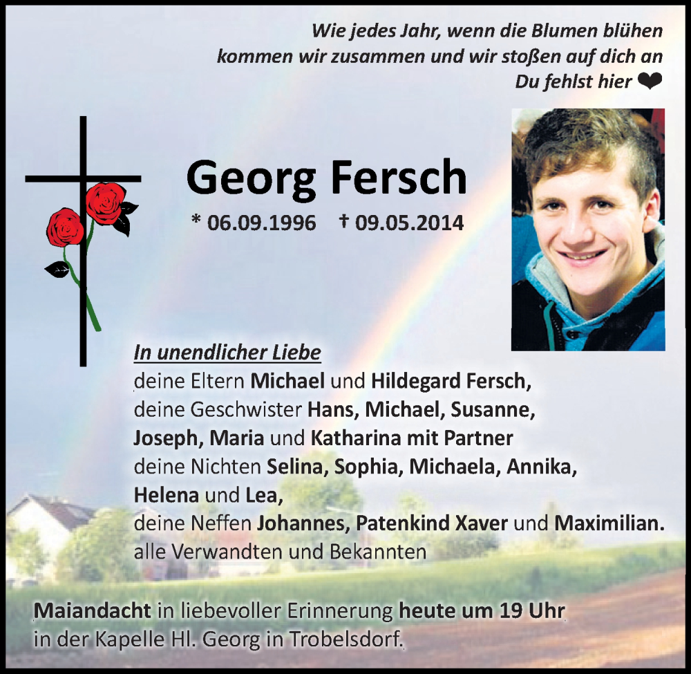 Traueranzeige für Georg Fersch vom 09.05.2022 aus Bayerwald Echo