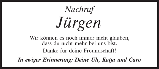 Traueranzeige von Jürgen  von Neumarkter Tagblatt