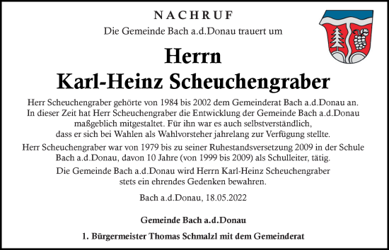 Traueranzeige von Karl-Heinz Scheuchengraber von Mittelbayerische Zeitung Regensburg
