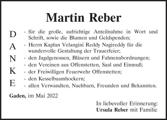 Traueranzeige von Martin Reber von Mittelbayerische Zeitung Kelheim