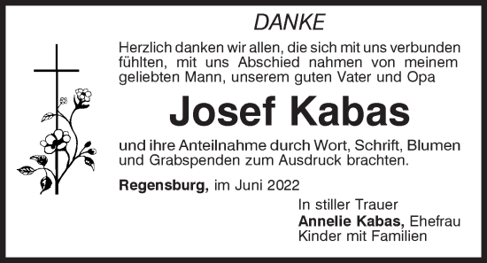 Traueranzeige von Josef Kabas von Mittelbayerische Zeitung Regensburg