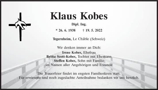 Traueranzeige von Klaus Kobes von Mittelbayerische Zeitung Regensburg