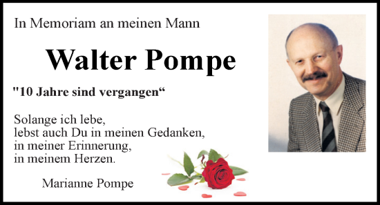 Traueranzeige von Walter Pompe von Mittelbayerische Zeitung Regensburg