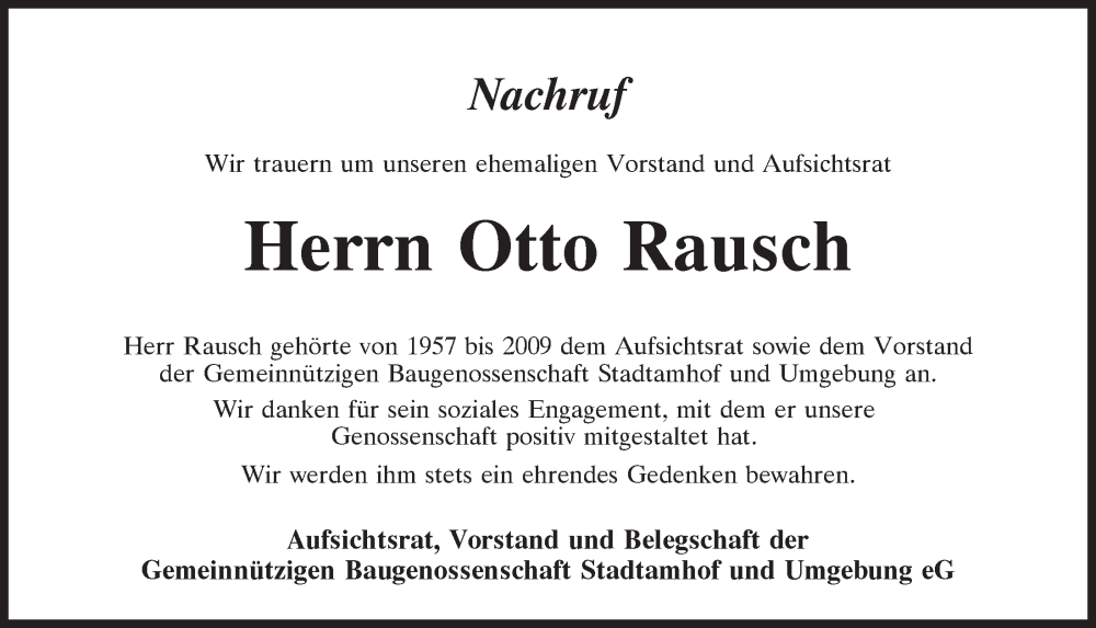  Traueranzeige für Otto Rausch vom 13.08.2022 aus Mittelbayerische Zeitung Regensburg