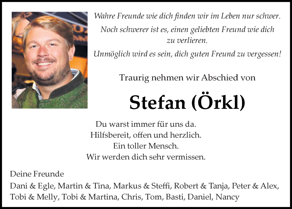  Traueranzeige für Stefan Engelhardt vom 27.08.2022 aus Neumarkter Tagblatt