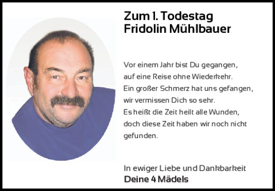 Traueranzeige von Fridolin Mühlbauer von Mittelbayerische Zeitung Regensburg
