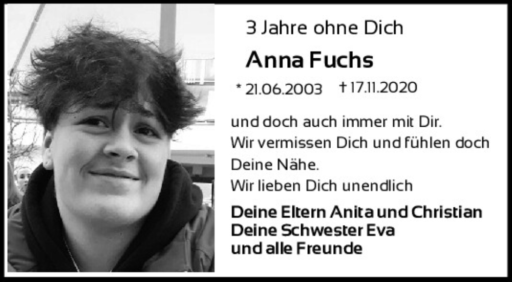  Traueranzeige für Anna Fuchs vom 17.11.2023 aus Mittelbayerische Zeitung Regensburg