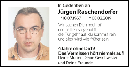 Traueranzeige von Jürgen Raschendorfer von Mittelbayerische Zeitung Regensburg