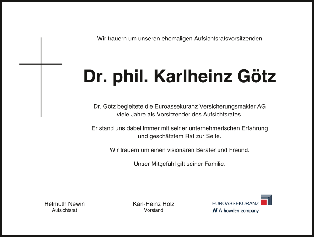  Traueranzeige für Karlheinz Götz vom 03.02.2023 aus Mittelbayerische Zeitung Regensburg