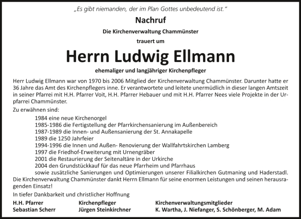  Traueranzeige für Ludwig Ellmann vom 28.02.2023 aus Bayerwald Echo