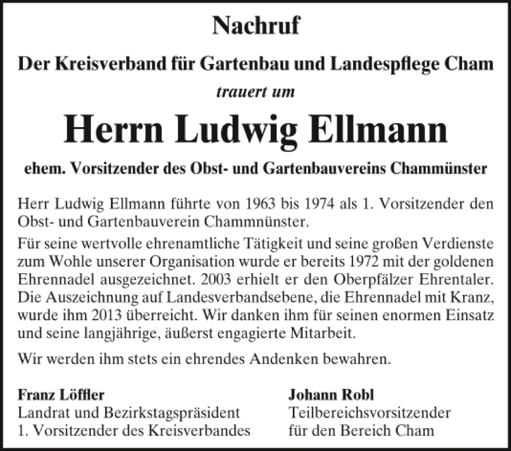  Traueranzeige für Ludwig Ellmann vom 23.02.2023 aus Bayerwald Echo