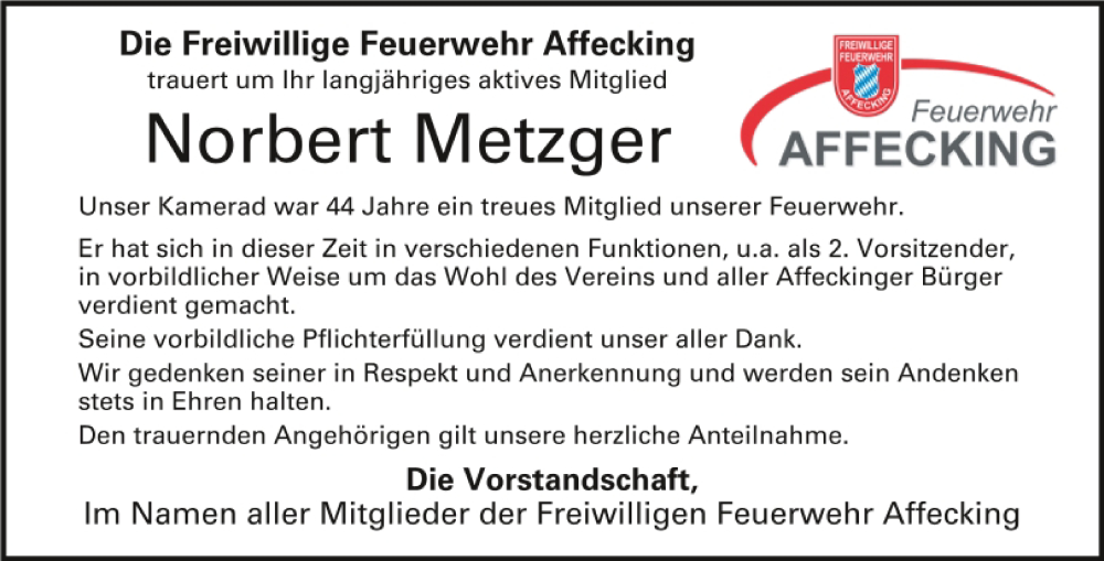  Traueranzeige für Norbert Metzger vom 03.02.2023 aus Mittelbayerische Zeitung Kelheim