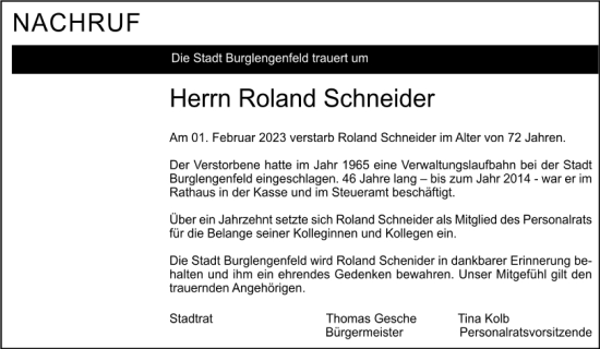 Traueranzeige von Roland Schneider von Mittelbayerische Zeitung Schwandorf