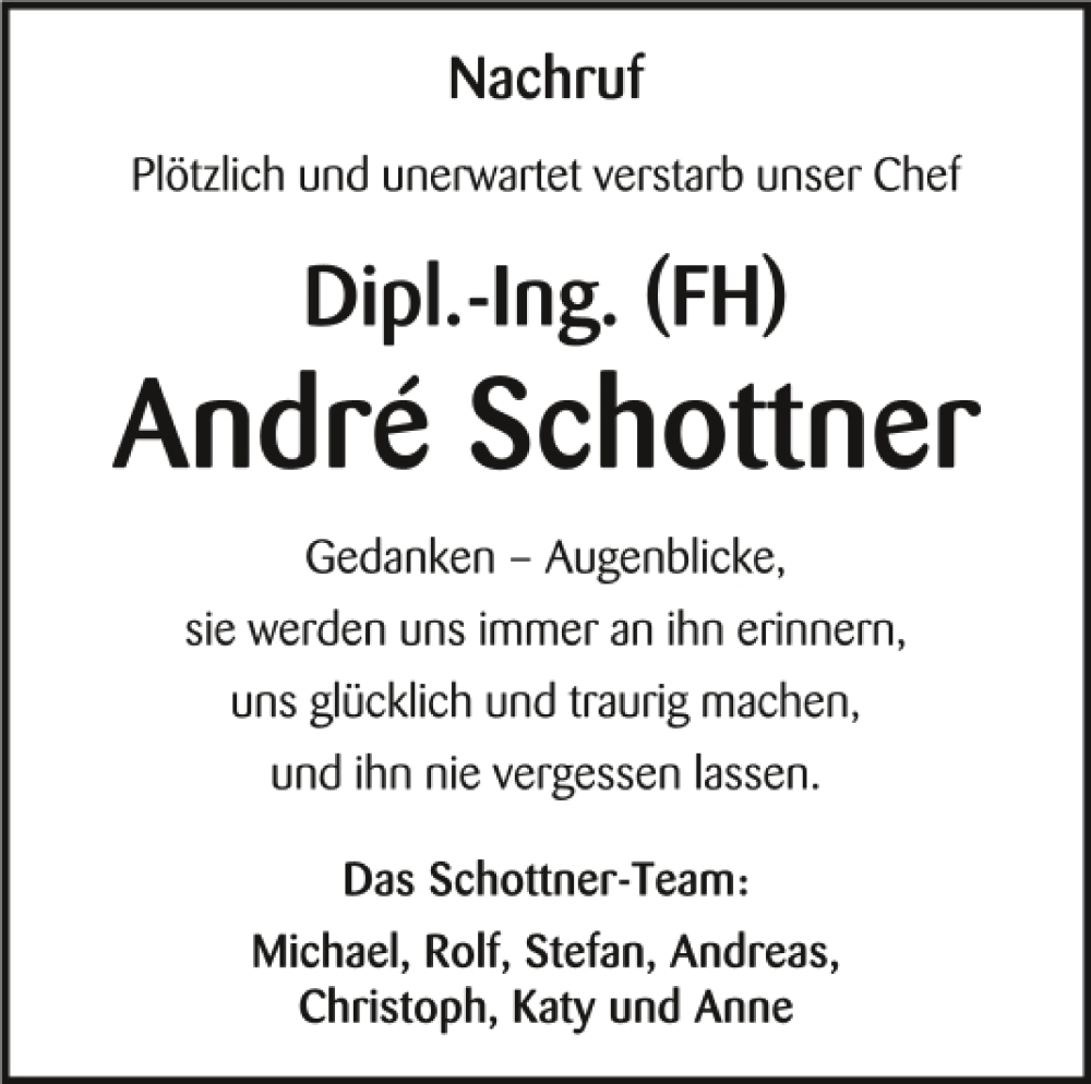  Traueranzeige für Andre Schottner vom 23.03.2023 aus Neumarkter Tagblatt