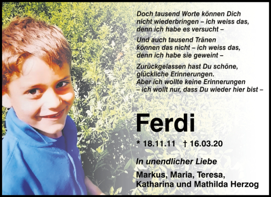 Traueranzeige von Ferdi Herzog von Neumarkter Tagblatt