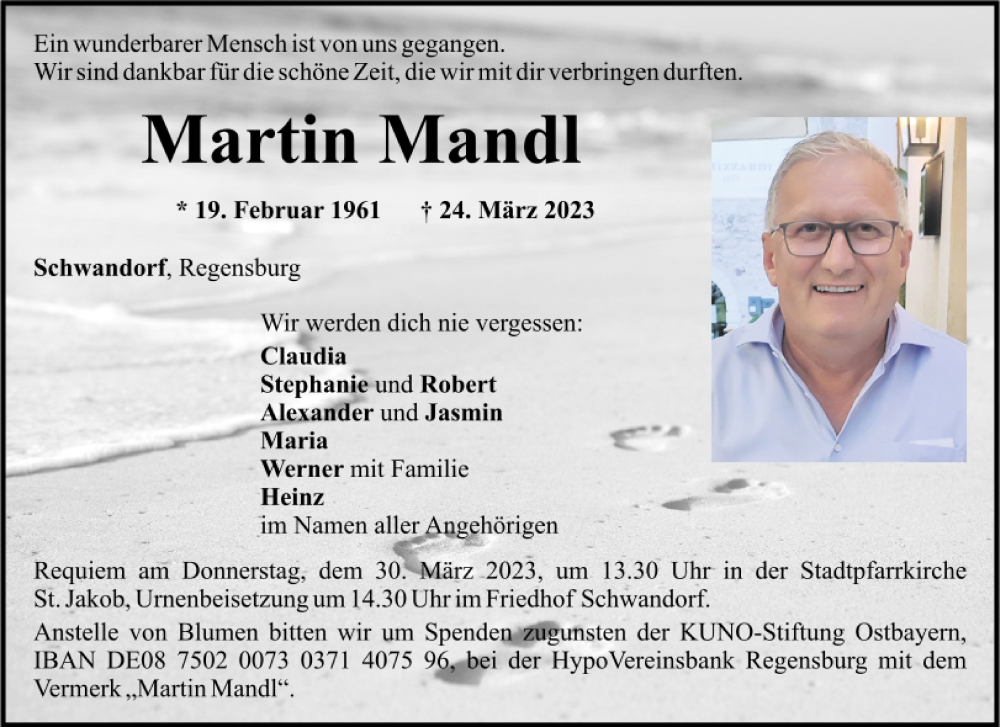  Traueranzeige für Martin Mandl vom 28.03.2023 aus Mittelbayerische Zeitung Schwandorf