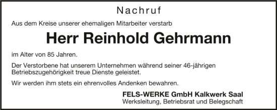 Traueranzeige von Reinhold Gehrmann von Mittelbayerische Zeitung Kelheim