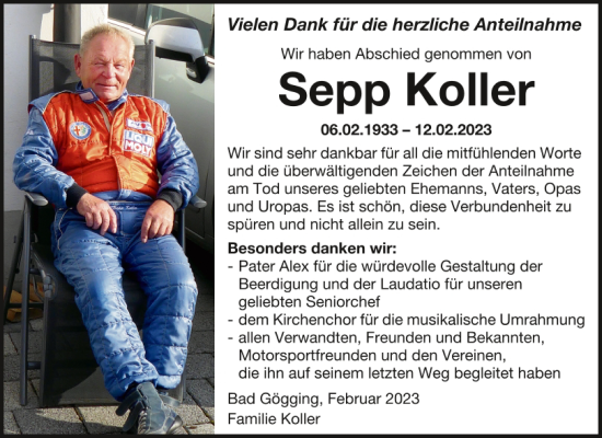 Traueranzeige von Sepp Koller von Mittelbayerische Zeitung Kelheim