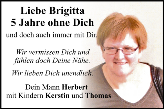 Traueranzeige von Brigitta  von Mittelbayerische Zeitung Kelheim