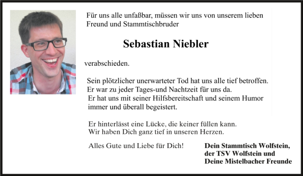  Traueranzeige für Sebastian Niebler vom 19.04.2023 aus Neumarkter Tagblatt