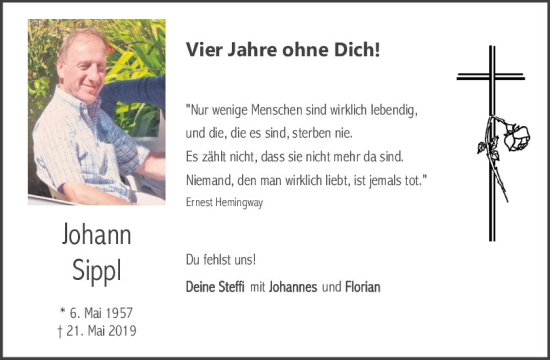Traueranzeige von Johann Sippl von Neumarkter Tagblatt
