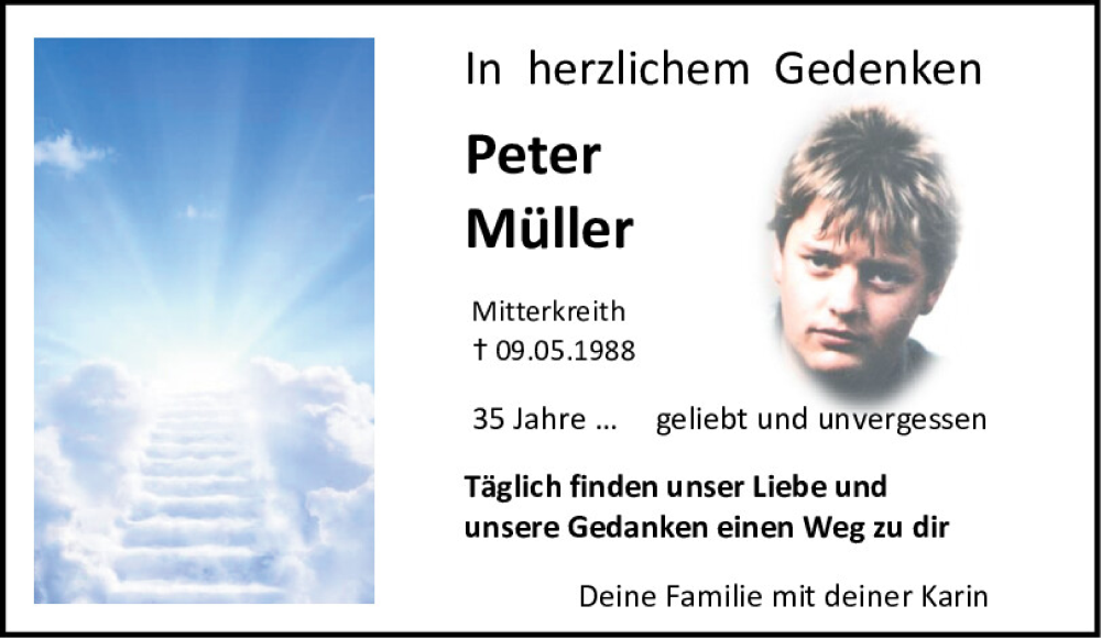  Traueranzeige für Peter Müller vom 09.05.2023 aus Bayerwald Echo