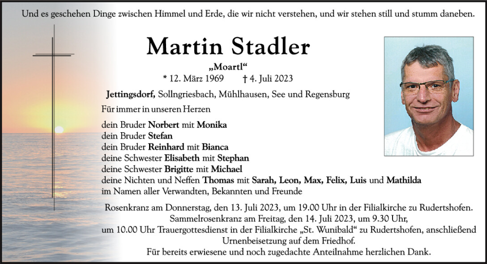  Traueranzeige für Martin Stadler vom 11.07.2023 aus Neumarkter Tagblatt