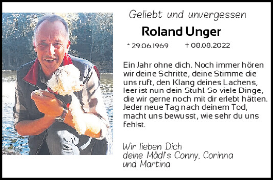 Traueranzeige von Roland Unger von Mittelbayerische Zeitung Schwandorf