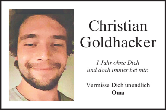 Traueranzeige von Christian Goldhacker von Mittelbayerische Zeitung Regensburg