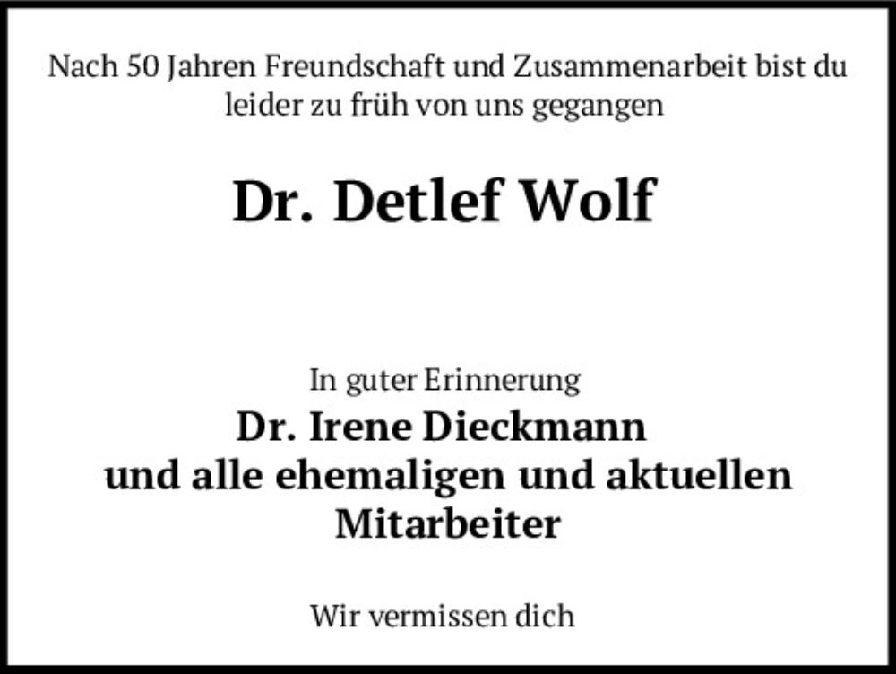  Traueranzeige für Detlef Wolf vom 28.09.2023 aus Mittelbayerische Zeitung Regensburg