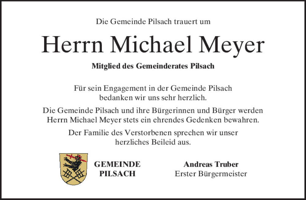  Traueranzeige für Michael Meyer vom 19.09.2023 aus Neumarkter Tagblatt