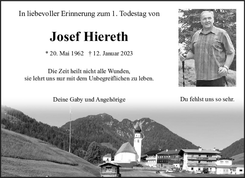  Traueranzeige für Josef Hiereth vom 12.01.2024 aus Neumarkter Tagblatt