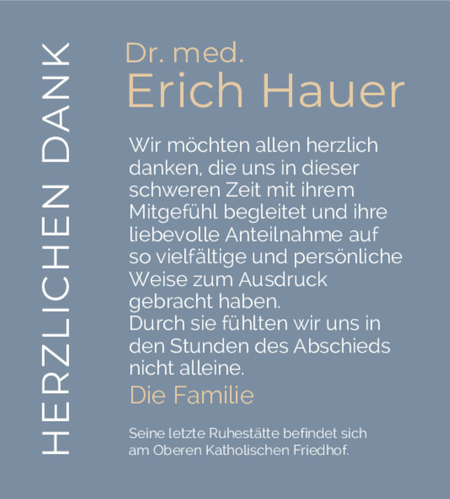  Traueranzeige für Erich Hauer vom 30.11.2024 aus Mittelbayerische Zeitung Regensburg