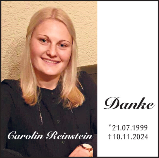 Traueranzeige von Carolin Reinstein von Mittelbayerische Zeitung Schwandorf