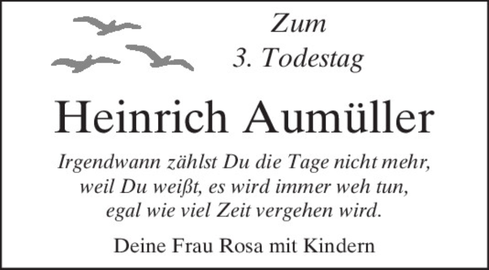  Traueranzeige für Heinrich Aumüller vom 16.02.2024 aus Mittelbayerische Zeitung Regensburg
