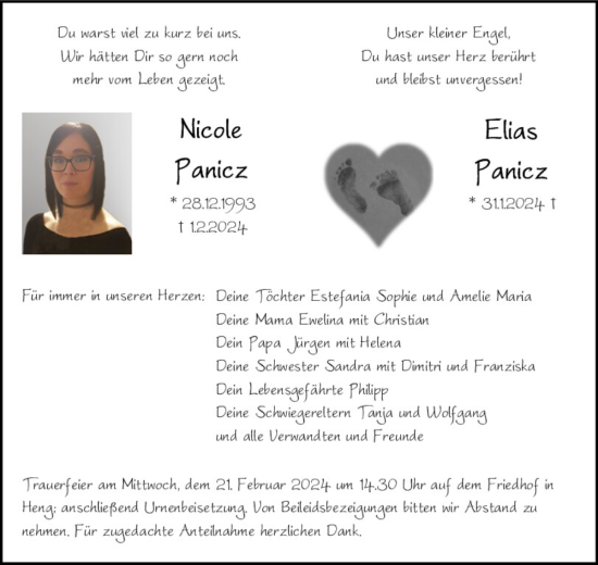 Traueranzeige von Nicole Panicz von Neumarkter Tagblatt