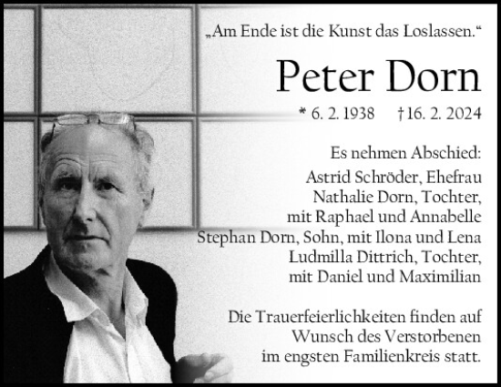 Traueranzeige von Peter Dorn von Mittelbayerische Zeitung Regensburg