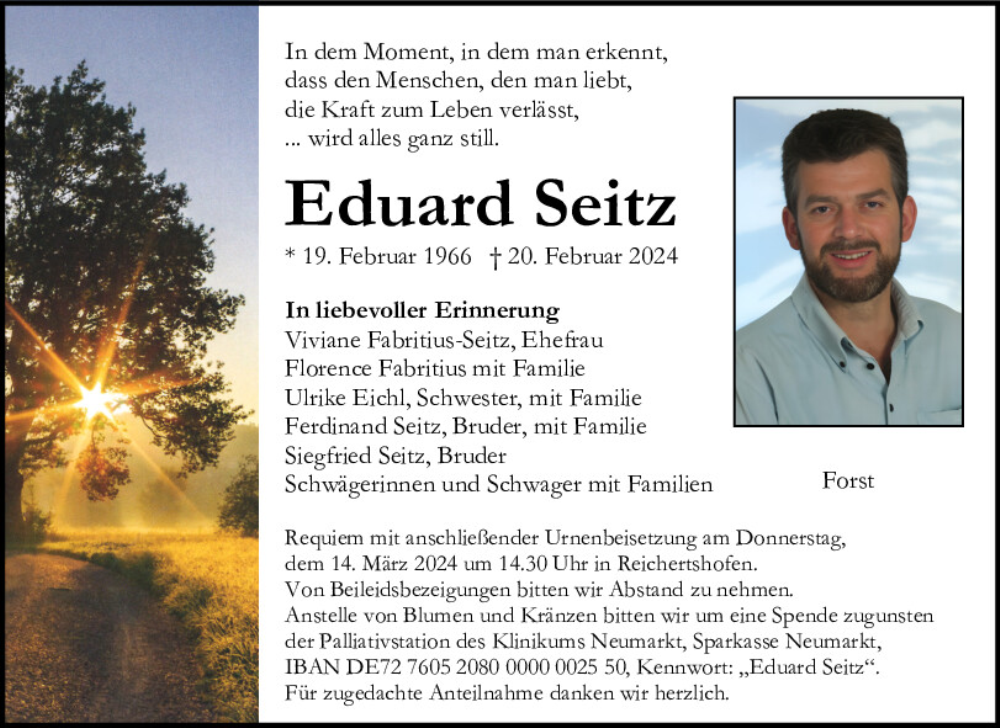  Traueranzeige für Eduard Seitz vom 09.03.2024 aus Neumarkter Tagblatt