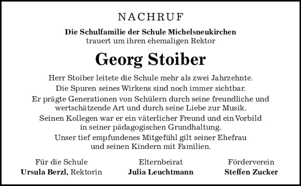  Traueranzeige für Georg Stoiber vom 04.03.2024 aus Bayerwald Echo