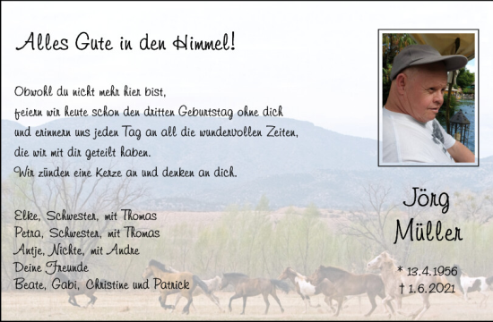 Traueranzeige von Jörg Müller von Neumarkter Tagblatt