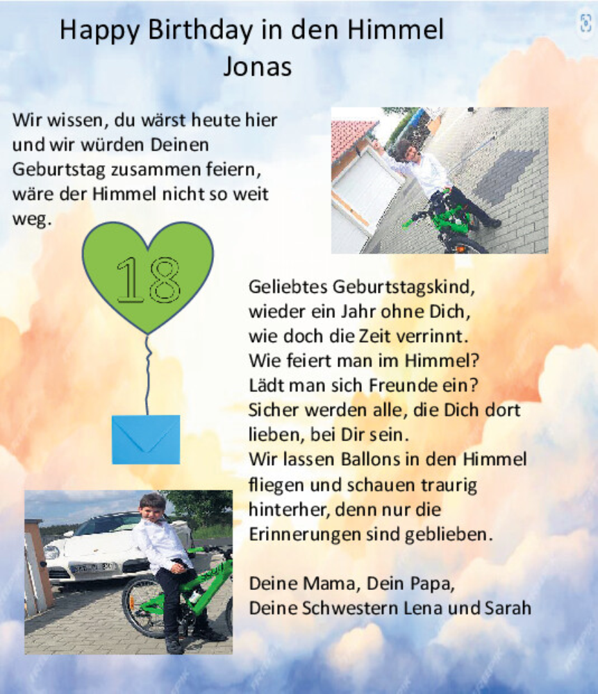  Traueranzeige für Jonas  vom 26.04.2024 aus Mittelbayerische Zeitung Schwandorf