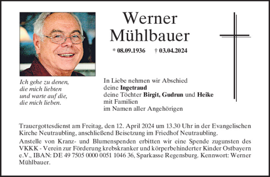 Traueranzeige von Werner Mühlbauer von Mittelbayerische Zeitung Regensburg