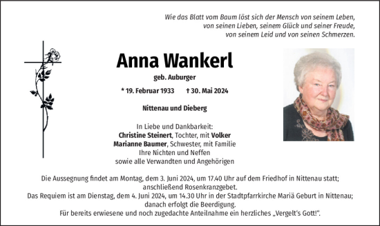 Traueranzeige von Anna Wankerl von Mittelbayerische Zeitung Regensburg