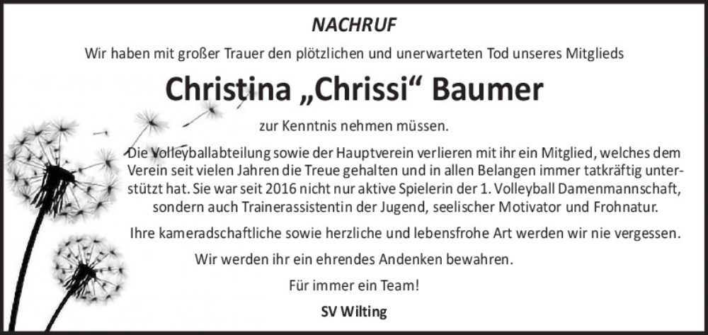  Traueranzeige für Christina Baumer vom 07.05.2024 aus Bayerwald Echo