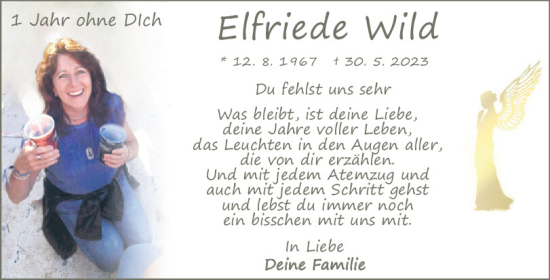 Traueranzeige von Elfriede Wild von Neumarkter Tagblatt