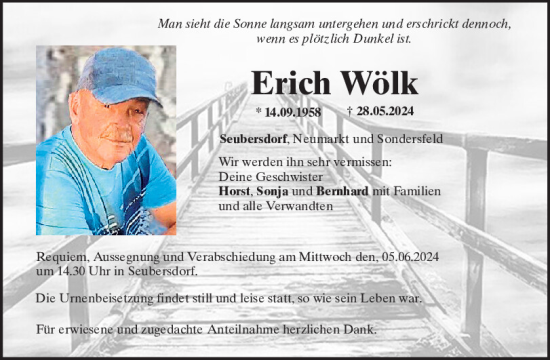 Traueranzeige von Erich Wölk von Neumarkter Tagblatt