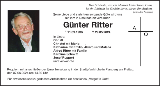 Traueranzeige von Günter Ritter von Neumarkter Tagblatt