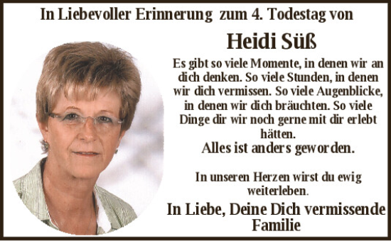 Traueranzeige von Heidi Süß von Mittelbayerische Zeitung Schwandorf